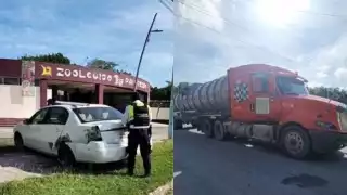 Crisis nerviosa afecta a mujer de cuarenta años tras choque por alcance con camión