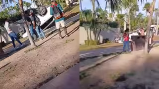 Volcadura en la Zona Hotelera de Cancún.