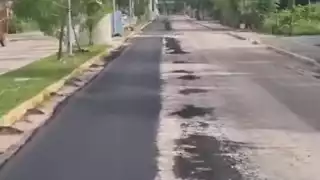 Mal bacheo de CFE deja en malas condiciones la avenida Campeche en el Pueblo Mágico de Isla Aguada