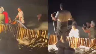 Acusan al Tempo Beach Club de extraer arena para la construcción de un muro de contención