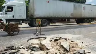 Así luce el socavón en José María Morelos