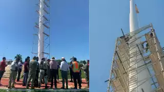 Reparan asta bandera monumental en Campeche: 490 mil pesos de inversión