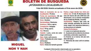 El hombre es de tez morena, mide 1.55 metros de estatura y pesa 70 kilogramos aproximadamente