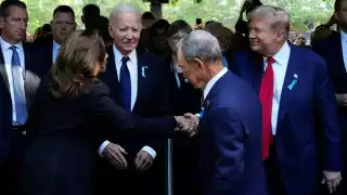 Kamala Harris y Donald rump se celebraron en la ceremonia por el aniversario de los atentados del 11-S en Nueva York
