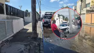 Conductor huye tras estrellarse contra infraestructura pública en Carmen