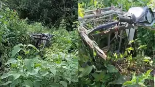 Un grupo de motociclistas encontró partes de un mototaxi abandonado cerca de la Colonia Rural Miguel Hidalgo y Costilla