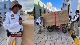 La Policía de Campeche realizó una jornada pedagógica para concientizar a motociclistas que se estacionan en lugares prohibidos.