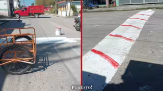 Vecino pinta tope en Aldama para prevenir accidentes