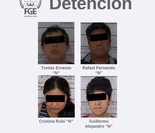 Los detenido fueron identificados como Cristina Ruby “N”, Guillermo Alejandro “N”, Tomás Ernesto “N” y Rafael Fernando “N”