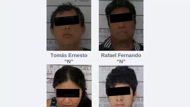 Los detenido fueron identificados como Cristina Ruby “N”, Guillermo Alejandro “N”, Tomás Ernesto “N” y Rafael Fernando “N”
