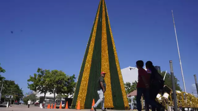 La instalación del árbol navideño ha comenzado en la Plaza de la República de Campeche