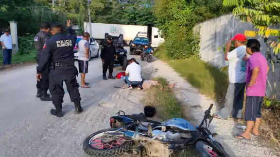 El motociclista fue llevado al hospital San Carlos de Tizimín