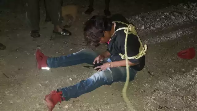 Los vecinos de Champotón amarraron al hombre para ser entregado a las autoridades