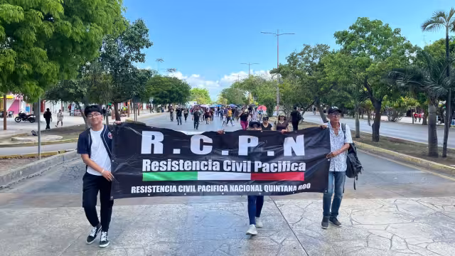 La marcha dio inicio a un bloqueo en la Glorieta del Ceviche