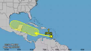 El NHC está monitoreando una onda tropical en el mar Caribe que podría convertirse en ciclón tropical en los próximos días.