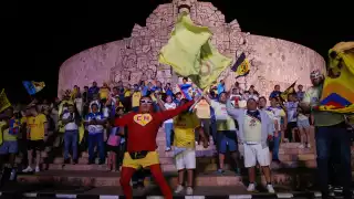 Fanáticos del América celebran en Yucatán tras tricampeonato.