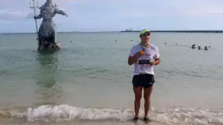 Thiago Rubio nadó 42 kilómetros en la costa yucateca