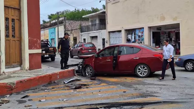 Elementos de la SSP atendieron el choque en el Centro de Mérida