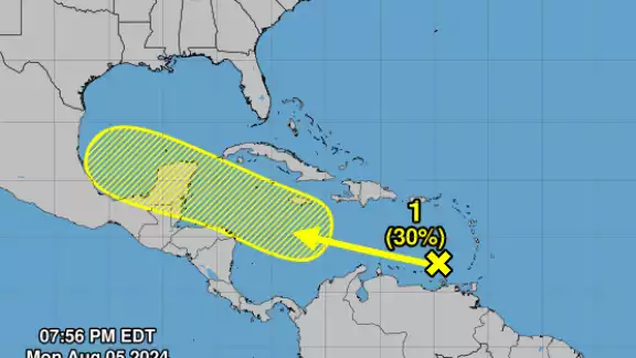El NHC está monitoreando una onda tropical en el mar Caribe que podría convertirse en ciclón tropical en los próximos días.