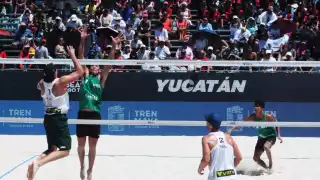 Cae dupla mexicana contra sus rivales polacos en el Tour Mundial de Voleibol de Playa Challenge Yucatán 2025 