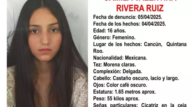 Camila Valentina Rivera Ruíz fue posible víctima de la Privación de la Libertad Personal en Cancún.