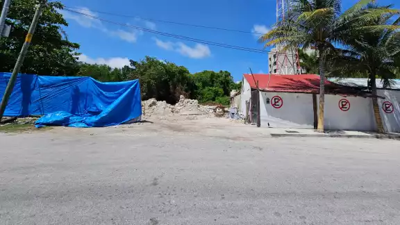 El área intervenida se ubica en la calle Cozumel, predio con presencia de cuerpos de agua El área intervenida se ubica en la calle Cozumel, predio con presencia de cuerpos de agua