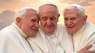 Viralizan imagen de IA que muestra a los tres últimos papas reunidos en el cielo 