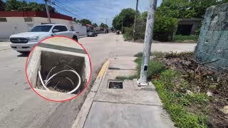 Vecinos denuncian el robo constante de cables del alumbrado público en Las Brisas.