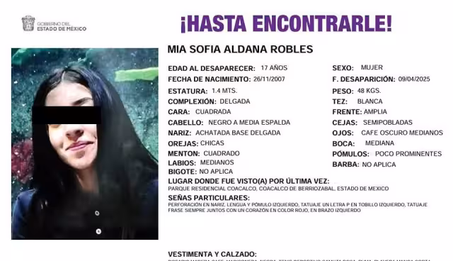 Dos menores reportadas como desaparecidas en Coacalco no han sido localizadas