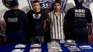 Los sujetos detenidos fueron presentados por la SSC de Quintana Roo.