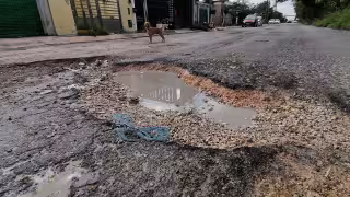 Los enormes baches han causado problemas a los automovilistas al conducir por la calle