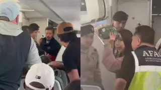La pareja tuvo que abandonar el avión por agredir a los presentes.