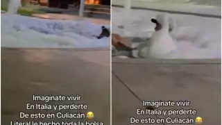 Hombre agrega jabón a fuente de Culiacán y hace su jacuzzi