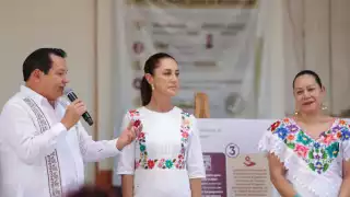 Claudia Sheinbaum y Joaquín Díaz Mena anuncian ampliación del puerto de Progreso