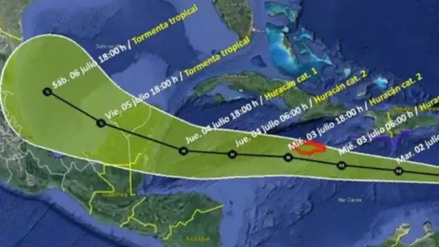 Esta será la trayectoria del Huracán Beryl