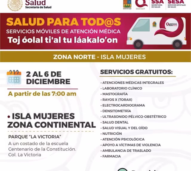 Las unidades del programa estarán desde el lunes 2 al viernes 6 de diciembre