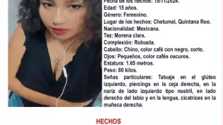 La menor María Angélica desaparece en Chetumal.