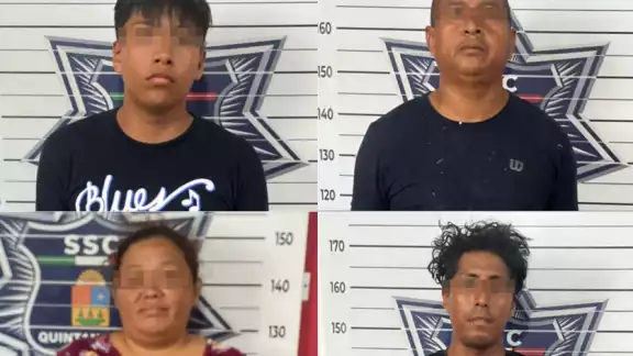 Los detenidos fueron identificados como Flavio "N", José Fernando "N" , Aarón Roberto "N" y Bartola "N" Los detenidos fueron identificados como Flavio "N", José Fernando "N" , Aarón Roberto "N" y Bartola "N"
