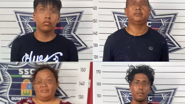 Los detenidos fueron identificados como Flavio "N", José Fernando "N" , Aarón Roberto "N" y Bartola "N"