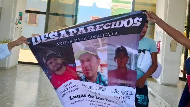 Familiares de tres trabajadores desaparecidos en el rancho Cquiadero, Escárcega, exigen su búsqueda a la Fiscalía.