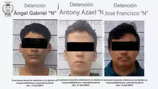 Los detenidos fueron identificados como Antony Azael “N”, José Francisco “N” y Ángel Gabriel “N”