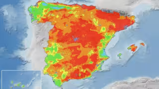 Este es el mapa de riesgo de incendios forestales en España.