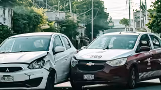 Choque entre un taxi y un Mitsubishi Mirage deja daños en Champotón
