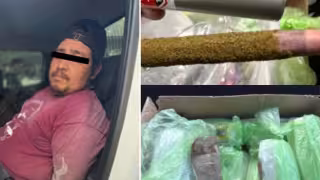Policía Estatal asegura bolsas, recipientes y cigarrillos con hierba verde.