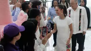 Claudia Sheinbaum y Andrés Manuel López Obrador saludaron a los presentes