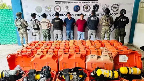 Autoridades federales y estatales aseguran equipo robado en Campeche