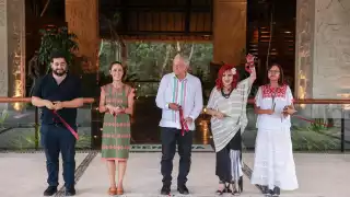 El presidente AMLO y Claudia Sheinbaum inauguran Hotel Tren Maya Calakmul