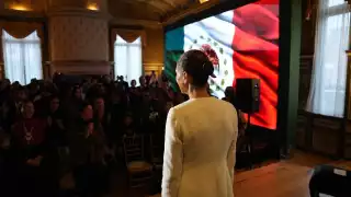 Así fue la reunión de la Presidenta mexicana con la comunidad mexicana en USA.