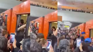Video: Mujer se aferra a entra en el Metro y terminó detenido por los policías