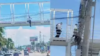 Después de unos minutos, el hombre bajó por su propia cuenta, siendo atendido por autoridades